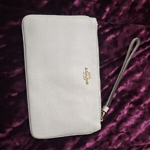 Coach Ivory Wristlet with Gold Accents